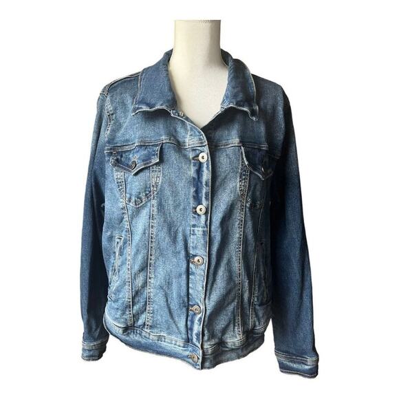 Torrid Denim Feel The Fit Jacket Women's Size 1X Blue Long Sleeve Stretch - Picture 1 of 5